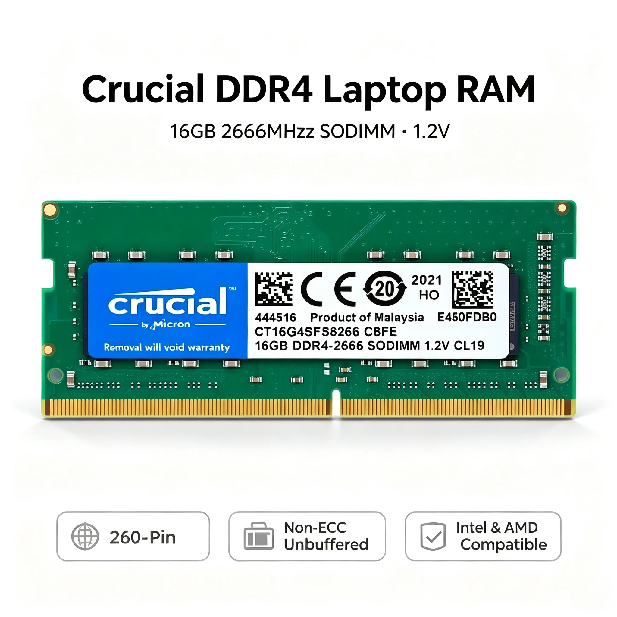 Crucial  1PCS/2PCS DDR4 Laptop - Ddr4 3200 16Gb recension och pris